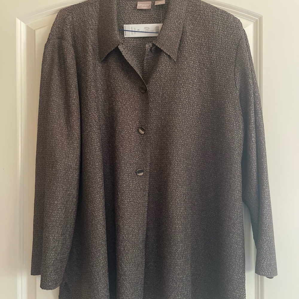 Chico's Espresso Textured Blazer - fits like a XXL
